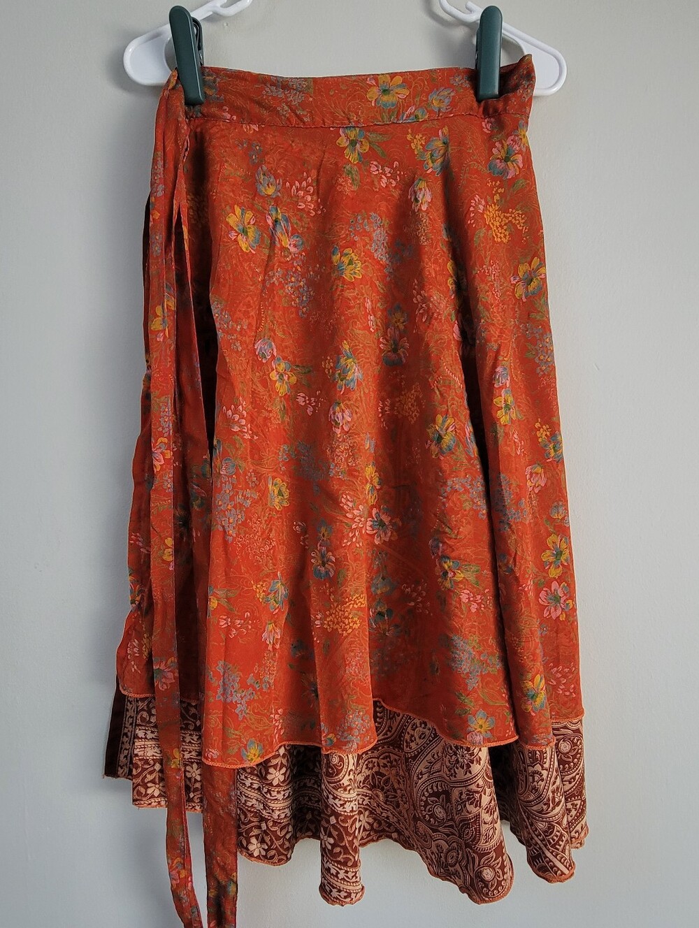 WEVEZ Silk Blend Wrap Skirt Women Size M Boho Hippie Festival Maximal Artsy